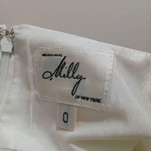 Milly new york size 0 women 100% silk floral green orange babydoll dress Pockets - Picture 6 of 8